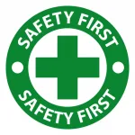 Home 12 safety first sign on white background free vector